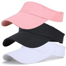 Kids Visor Sun Hat Adjustable Athletic Sports Hat 6 to 12 Years Old Pink Blac...