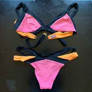 orange pink bikini
