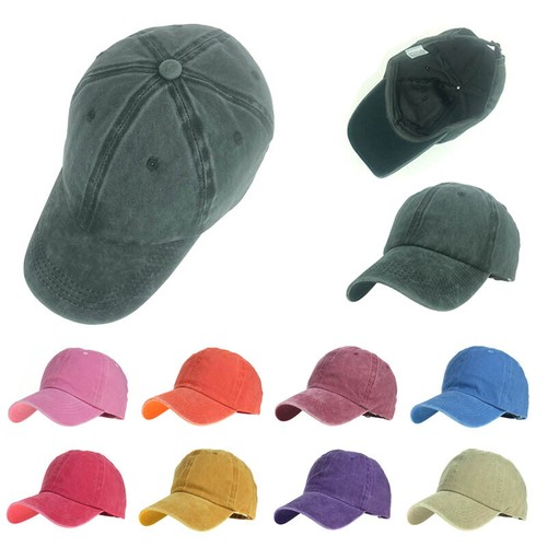 Men Plain Washed Cap Casual Cotton Adjustable Baseball Cap Solid sport Hat - Picture 3 of 38