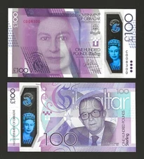 GIBRALTAR 100 Pounds 2015 (2017), P-40a Polymer Commemorative, Prefix-C, UNC