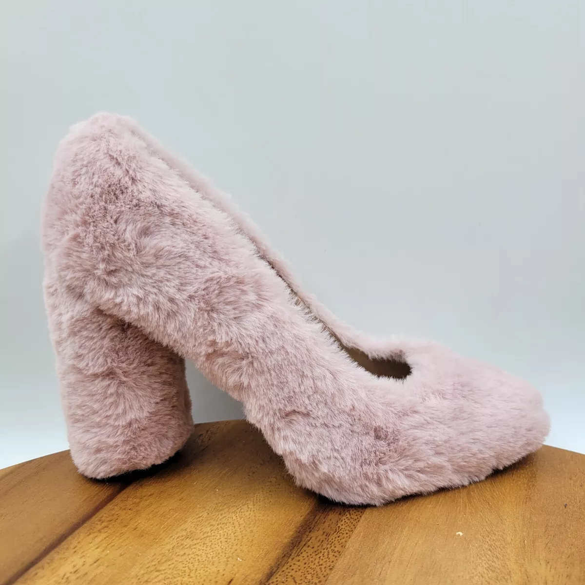 Pink faux 2025 fur heels