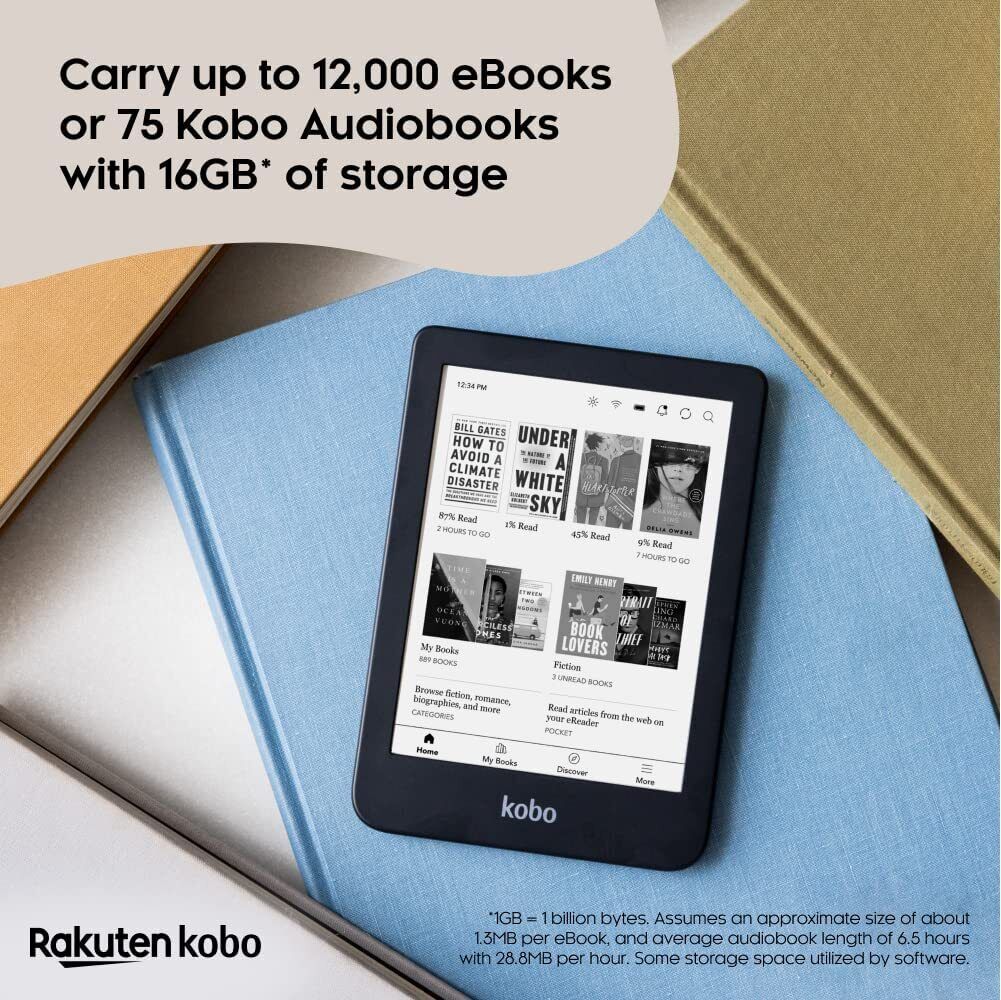 Kobo Clara 2E eReader, Glare-Free 6” HD Touchscreen, 16GB (Open Box)