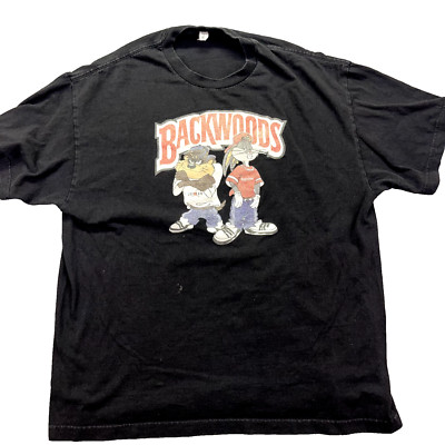 Backwoods Cigars Bugs Bunny Taz Vintage T Shirt Mens XL Black ALSTYLE