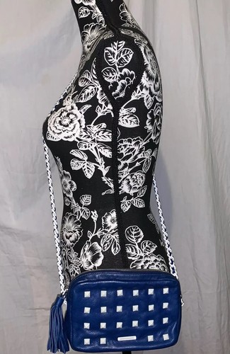 Rebecca Minkoff Azul Cuero con Guijarros con un pequeño Bolso Bandolera con  Borlas. | eBay