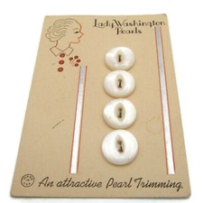 Vintage Lady Washington MOP Buttons Lot of 4 Fish Eye on Original Card USA Made