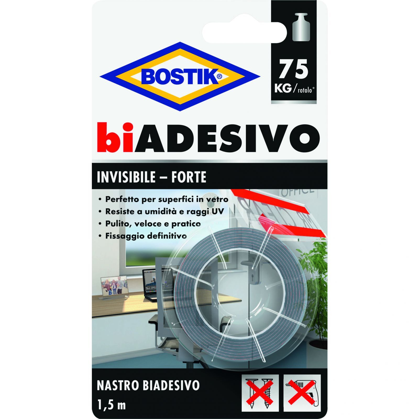 BOSTIK NASTRO BIADESIVO INVISIBILE 19MMX1,5M BLISTER 6 PZ