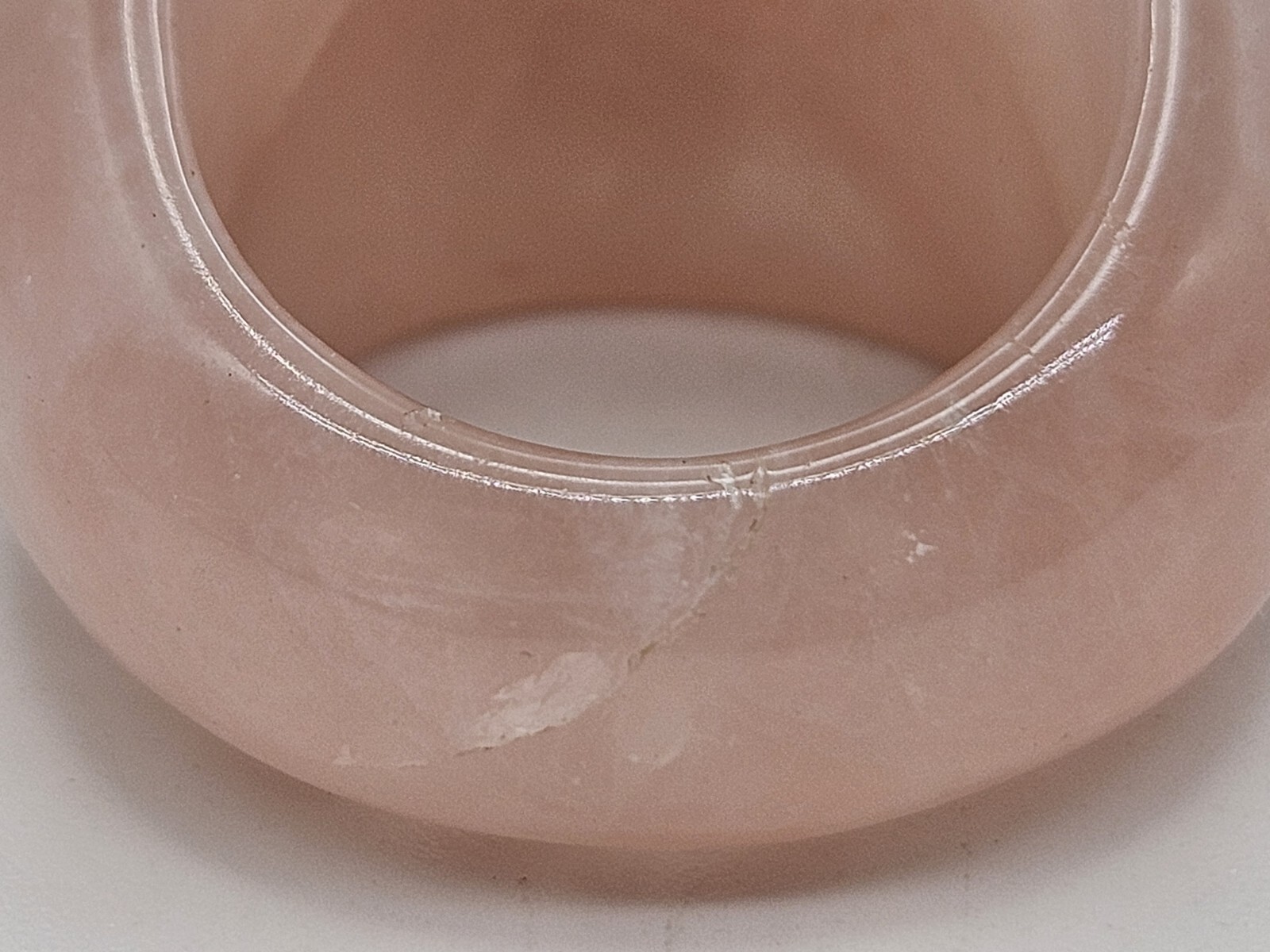 Solid Rose Quartz White Agate Chunky Ring Size 8 - image 9
