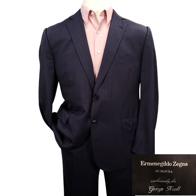 Ermenegildo Zegna Su Misura Mens Suit 46 Pants 40x26.5 Blue Ermenegildo Zegna Su Misura Mens Suit 46 Pants 40x26.5 Blue