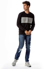 Jordache Vintage Men's Aaron Colorblocked Sweatshirt Black Gray Sizes XL,2X SWM4