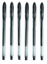 6 X UNI-BALL SIGNO UM-120 GEL INK ROLLER BALL PEN - 0.7mm Fine - Black Ink