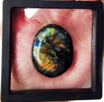 Labradorite palm stone green blue gemstone mineral Madagascar FRAMED | eBay