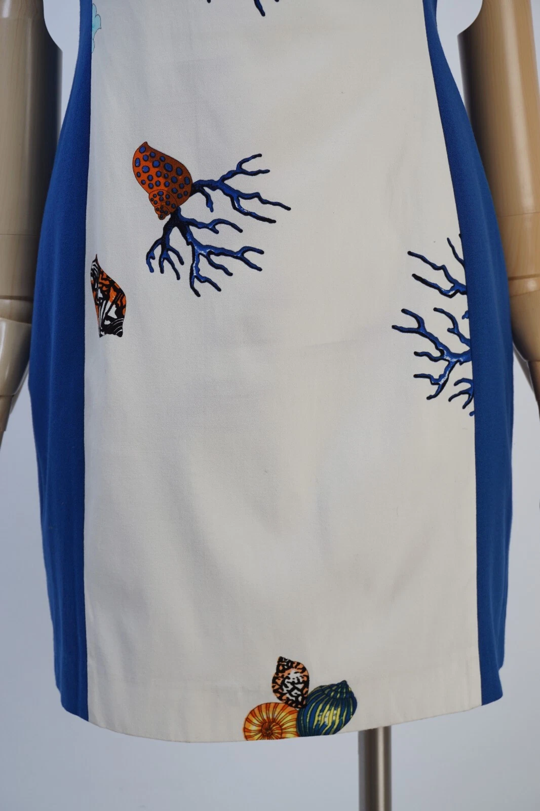 Raro Abito Donna Collezione Versace Stampa Corallo Bianco Blu Taglia 44 Made in Italy