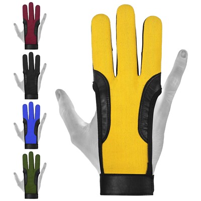 ARCHERS 3 FINGER Handschuh 100 % Leder, rechte Hand, schwarz, blau, grün, rot, gelb