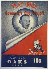 1946 Governor's Cup Playoff PCL Oaks vs Angels Baseball Program
