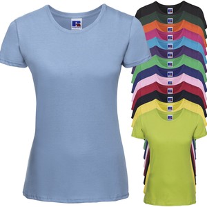 T Shirt Donna Maglietta Maniche Corte 100 Cotone Ring Spun Russel