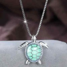 Elegant 925 Sterling Silver Charms Sea Turtle Fashion Jewelry Pendant Necklace
