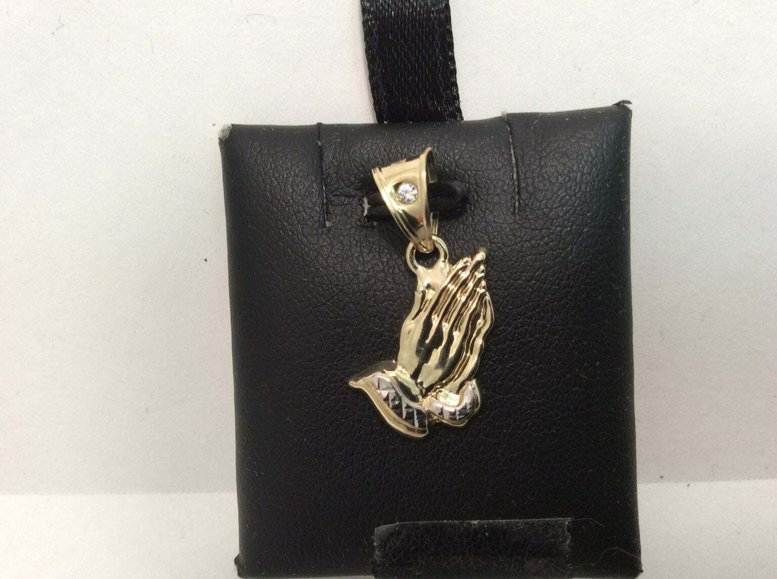 10K BICOLOR ECHT GOLD SCHLIFF KLEINE BETENDE HÄNDE ANHÄNGER CHARM