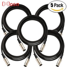 5-PACK Hosa MID-515 15FT Pro MIDI Serviceable 5-Pin DIN to Same Cable Black