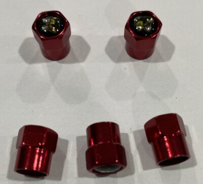 5 Chrome Red Car Wheel Tire Air Valve Stem Cap Compatible With Super Bee