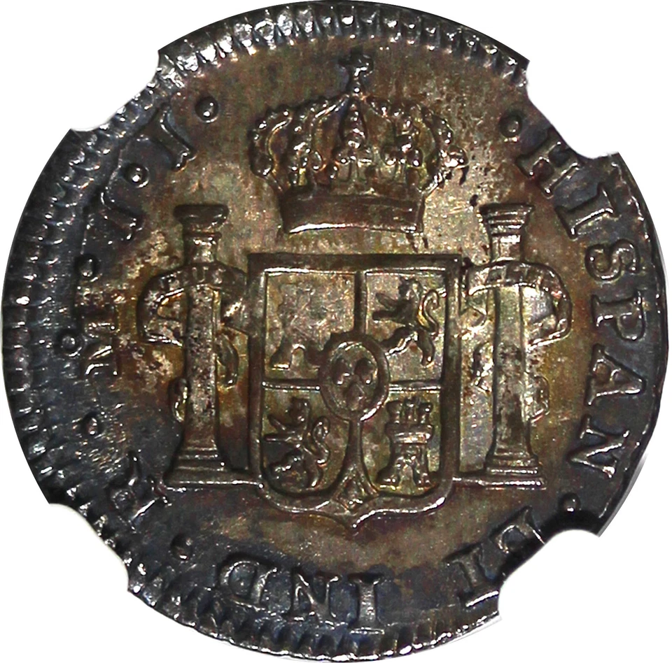 Mexico SPANISH Fernando VII Silver 1821 MO JJ 1/2 Real NGC AU DET. KM# 74 (103) - Image 4 of 4