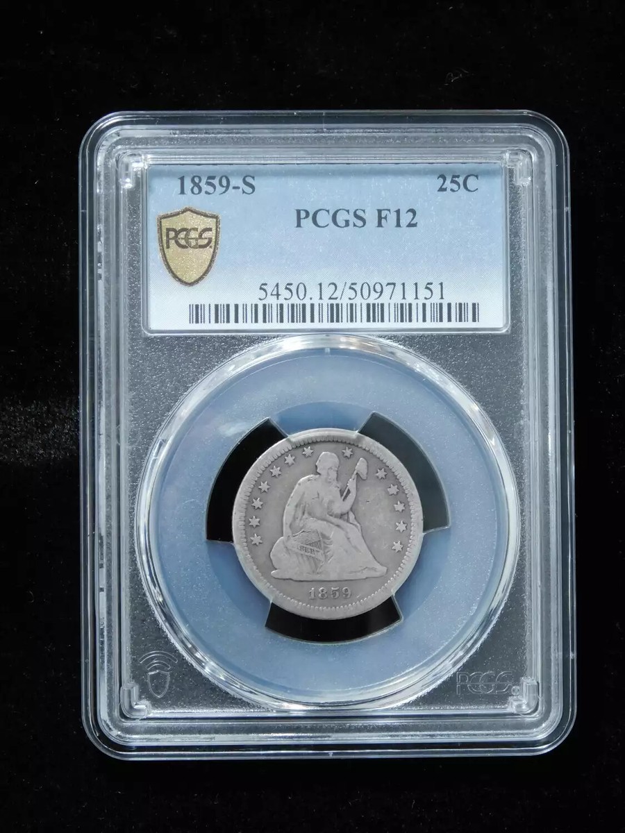 1859-S 25c Seated Liberty Silver Quarter - PCGS F12 | eBay