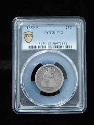 1859-S 25c Seated Liberty Silver Quarter - PCGS F12 | eBay