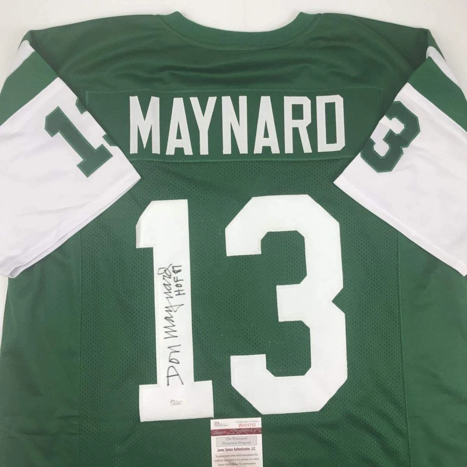 Autographed/Signed Don Maynard HOF 87 New York Green Football Jersey JSA COA - Image 2 of 4