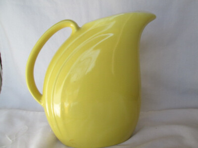 Vintage 1950's Hall Yellow Ceramic Water Pitcher With Ice Lip 8.25