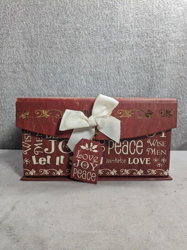 Jo Moulton Christmas Gift Box Jolly With White Bow 9.5 x 5.5”