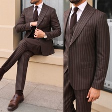 Men's Suits Slim Fit Peak Lapel Single Breasted Formal Business Workwear Casual