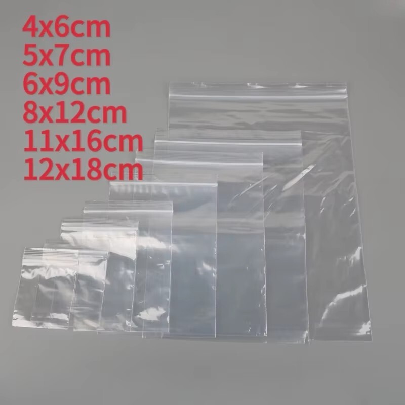 100 unids lote bolsas de plástico 6x8cm transparente con cierre ZIP pequeñas