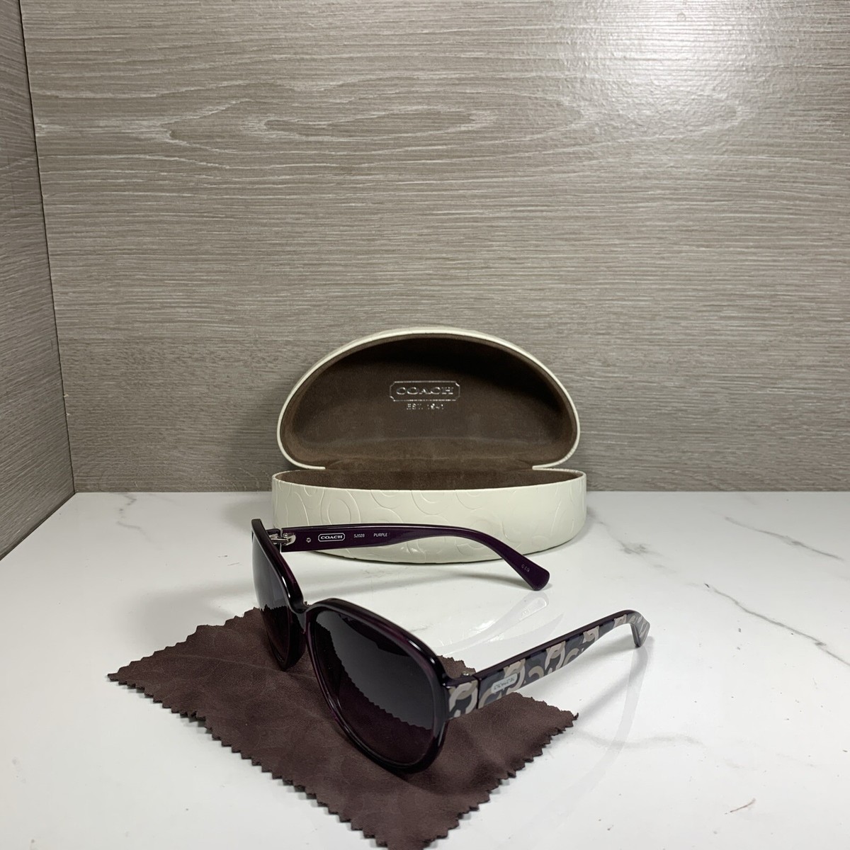 Coach Sunglasses S2028 Oval Black And Ivory Embossed Coach Coach Sunglasses S2028 Oval Black And Ivory Embossed Coach