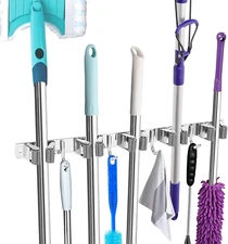 Broom Holder Wall Mount, Broom Organizer Wall Mount Stainless Steel Broom and Mo
