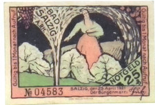 1921 Germany BAD SALZIG 25 Phennig Banknote / Notgeld