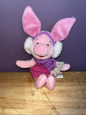 Vintage Arco Toys Mattel Winnie The Pooh PIGLET con bufanda y orejeras de felpa