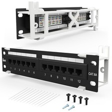 12 Port Cat6A Patch Panel EC Listed Wall Rack Mount 10 Inch Bracket UTP