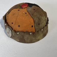 Antique 1930s Our Gang Spanky McFarland Type Leather  Felt Beanie Cap