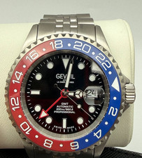 Gevril Men's 4952B Wall Street Automatic Ceramic Bezel Pepsi Date COMPLETE BOX