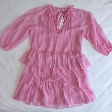 Alice + Olivia Size Small Silk Layla Three Tier Ruffle Mini Dress $485