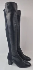 Stuart Weitzman Women's Black Stretch Leather Over-The-Knee Boots SG153 Size 8 B