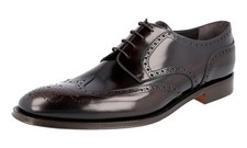 PRADA Full Brogue Polished Derby Dress Shoes Leather Sole NEW