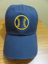 47 NAVY BLUE BREWERS CAP BASEBALL WHEAT STITCHING COTTON ONE SIZE ADJUST STRAP