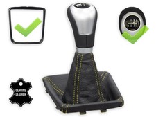 SCHALTKNAUF FUR MERCEDES CLA C117 X117 SCHALTMANSCHETTE LEDER NAHT GELB + RAHMEN