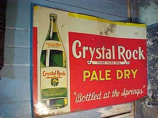 Insegna pubblicitaria anni '30 CRYSTAL ROCK Ginger Ale SODA latta COUNTRY STORE 3x2'