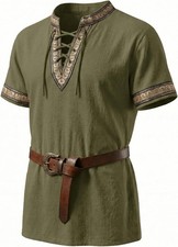 Mens Medieval Viking Pirate Renaissance Shirt Costume Top