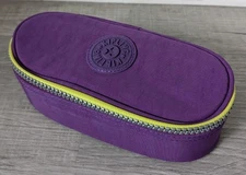 Kipling Duo Tolietries Pencil Bag Makeup Case 8.5 X 2.5 X4 Purple 