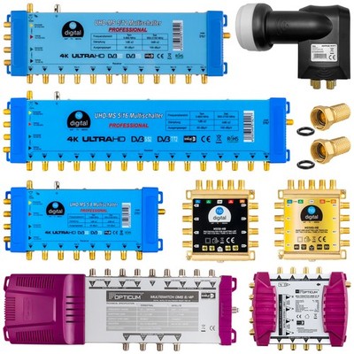 SET Multischalter 4 8 12 16 Receiver Quatro Quattro LNB LNC LMB F-Stecker 4K HD