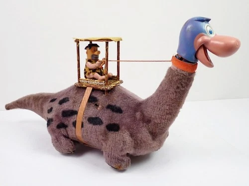 Vintage 1961 Marx Battery Operated Fred Flintstone On Dino / 22" Long
