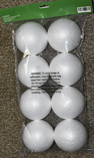CHRISTMAS CRAFTS "Styrofoam White Balls," 8 x 3.07" Diameter , New and Sealed