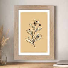 Skandinavischer Eukalyptus Wandbild Giclée Kunstdruck, warmes Beige